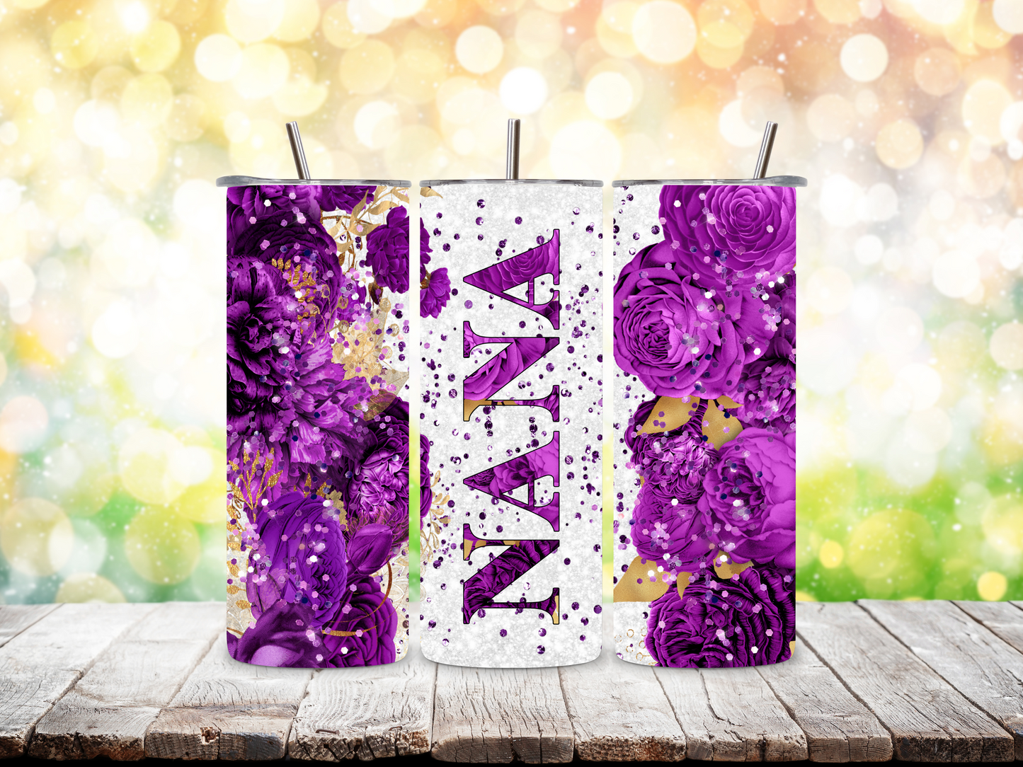 Purple Floral Nana 20 oz Tumbler